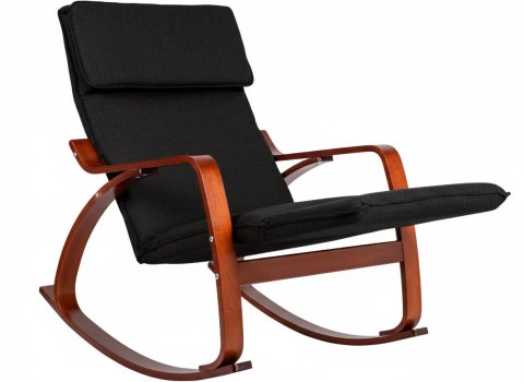 Fotel bujany regulowany podnóżek drewniane ramiona ModernHome