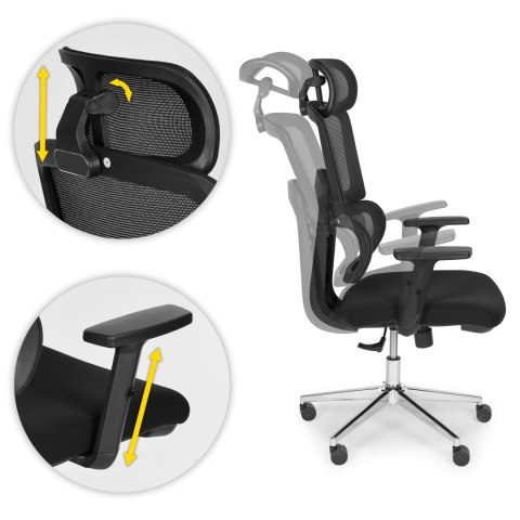 Fotel biurowy obrotowy ergonomiczny regulacja wysokości czarny ModernHome