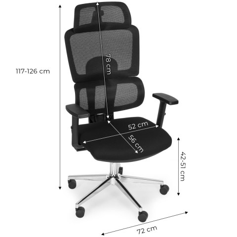 Fotel biurowy obrotowy ergonomiczny regulacja wysokości czarny ModernHome