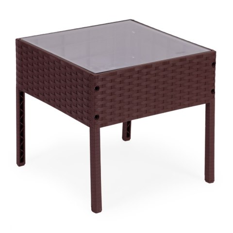 Zestaw mebli ogrodowych 2 fotele + stolik szkło hartowane brązowy MultiGarden