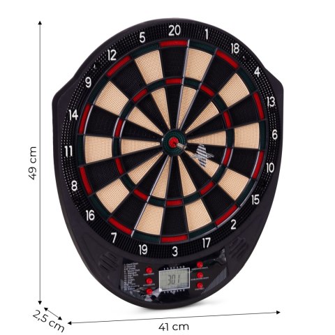 Elektroniczna tarcza do darta gry w rzutki lotki tablica LCD 41 cm 26 gier zestaw 6 rzutek