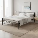 Łóżko metalowe 140x200 cm ze stelażem czarna rama ModernHome