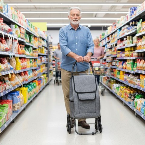 Wózek na zakupy torba 33 litry potrójne koła dodatkowe kieszenie ModernHome