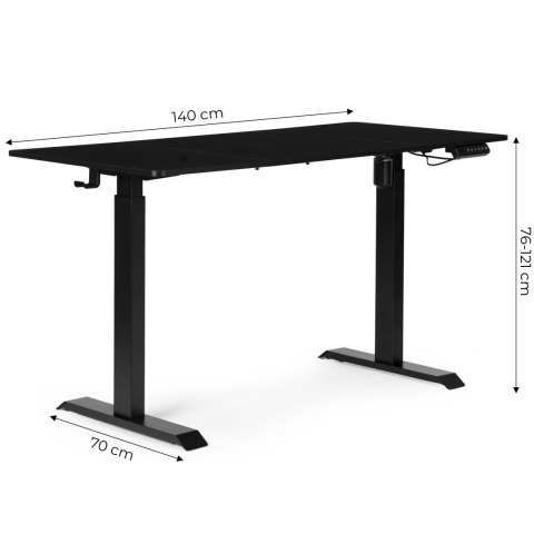 Biurko elektryczne regulowane 140x70 cm regulacja wysokości 76-121 cm ModernHome