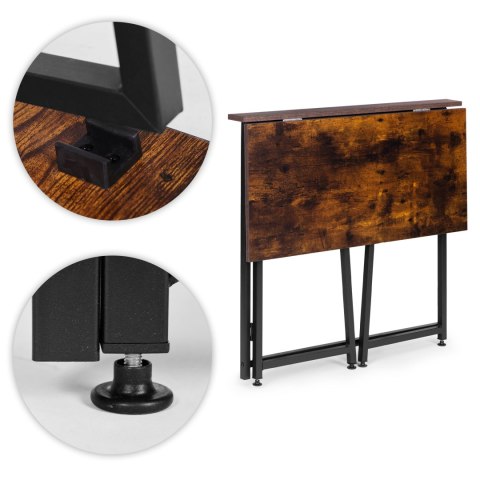 Biurko komputerowe składane 80x45 cm stolik pod laptopa loft postarzany orzech ModernHome