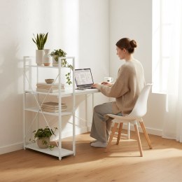 Biurko komputerowe szkolne 120x60 cm regał z 3 półkami białe ModernHome