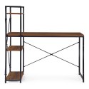 Biurko komputerowe szkolne 120x60 cm regał z 3 półkami ciemny orzech loft ModernHome
