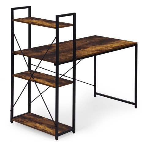 Biurko komputerowe szkolne 120x60 cm regał z 3 półkami postarzany orzech loft ModernHome