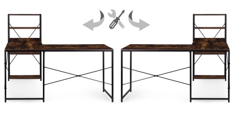 Biurko narożne z regałem 3 półki komputerowe postarzany orzech loftowe ModernHome