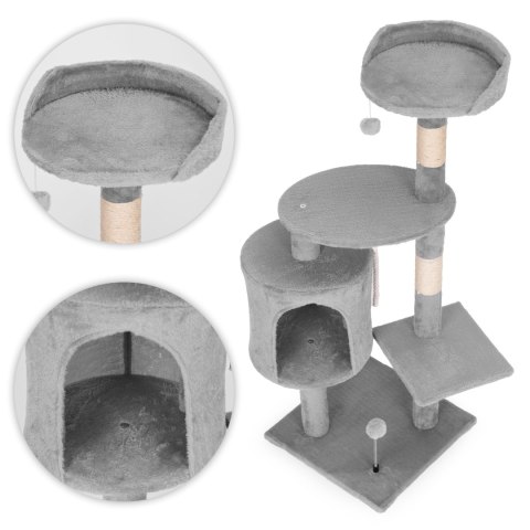 Drapak dla kota legowisko słupek wieża do drapania domek 110 cm szary Petsi