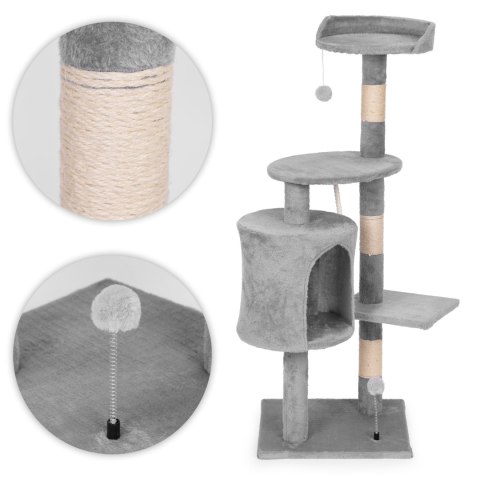 Drapak dla kota legowisko słupek wieża do drapania domek 110 cm szary Petsi