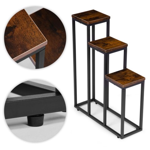 Kwietnik stojący stojak na kwiaty ozdoby 3 półki loft ModernHome