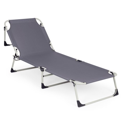 Leżak ogrodowy wędkarski składany z materacem i poduszką szary MultiGarden