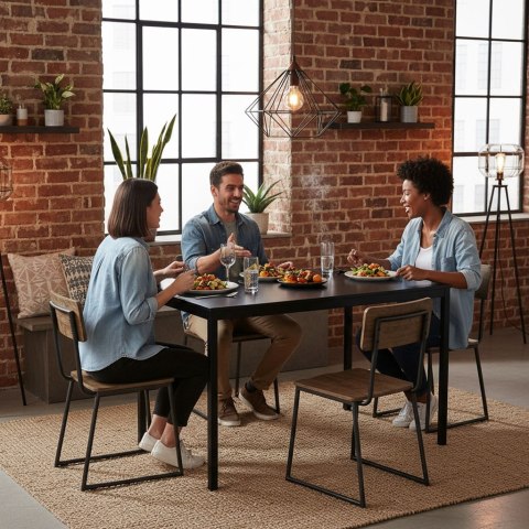 Stół do kuchni jadalni dla 4-5 osób biurko komputerowe 120x60 cm czarny ModernHome