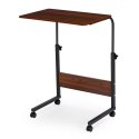 Stolik pod laptopa z kółkami biurko dostawiane do fotela kanapy ciemny brąz ModernHome