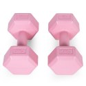 Hantle sześciokątne zestaw 2x2 kg ciężarki do ćwiczeń obciążniki fitness różowe ModernHome