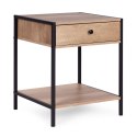Szafka nocna z szufladą i półką stolik kawowy jasny dąb loftowy ModernHome