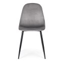 Komplet 4 krzeseł welurowych krzesło do jadalni i salonu szare ModernHome