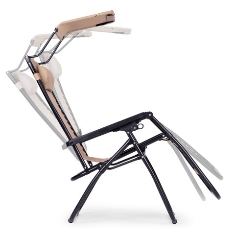 Leżak ogrodowy plażowy regulacja oparcia ruchomy daszek MultiGarden - beżowy