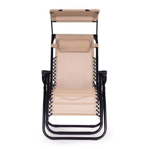Leżak ogrodowy plażowy regulacja oparcia ruchomy daszek MultiGarden - beżowy