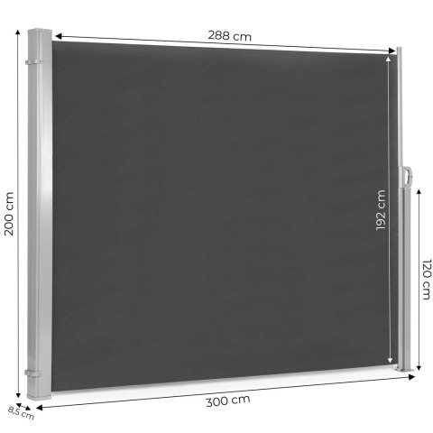 Składana markiza 300x200 cm boczna roleta parawan do ogrodu na taras antracyt MultiGarden