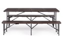 Zestaw cateringowy stół bankietowy 180 cm + 2 ławki brąz MultiGarden
