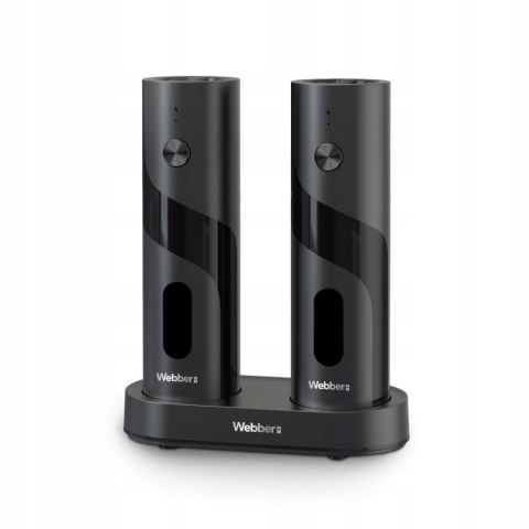 Elektryczny młynek do soli i pieprzu akumulatorowy USB zestaw 2 sztuki regulacja mielenia podświetlenie