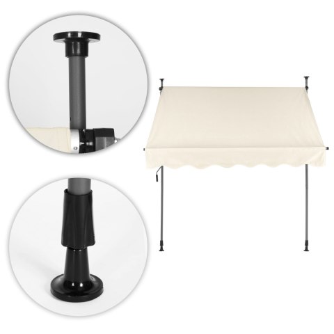 Markiza przeciwsłoneczna balkonowa 200x120 cm regulacja wysokości wodoodporna korbka ręczna beżowa MultiGarden