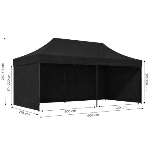 Pawilon ogrodowy eventowy automatyczny samorozkładalny namiot 3x6 m czarny MultiGarden