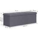 Pufa pikowana 111x38 cm ze schowkiem tapicerowana ława skrzynia ciemnoszara ModernHome