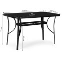 Stół ogrodowy 140x80 cm szkło hartowane otwór na parasol czarny MultiGarden