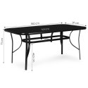 Stół ogrodowy 160x90 cm szkło hartowane otwór na parasol czarny MultiGarden
