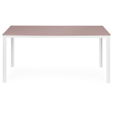 Stół ogrodowy 6-osobowy 156x78 cm polywood meble na taras beżowe białe MultiGarden