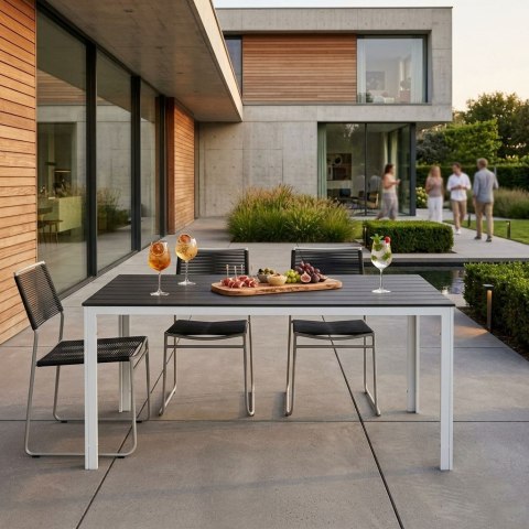 Stół ogrodowy 6-osobowy 156x78 cm polywood meble na taras szare białe MultiGarden