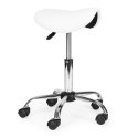 Stołek obrotowy siodło taboret kosmetyczny medyczny fotel regulowany biały ModernHome