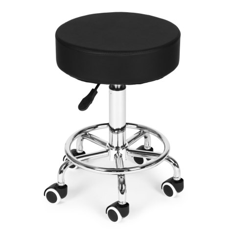 Stołek obrotowy taboret kosmetyczny medyczny fotel regulowany czarny ModernHome