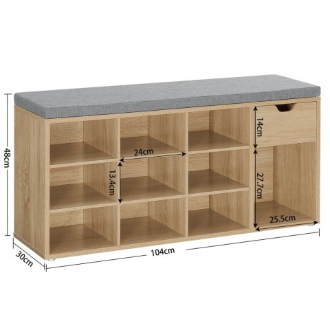 Szafka na buty z siedziskiem sonoma