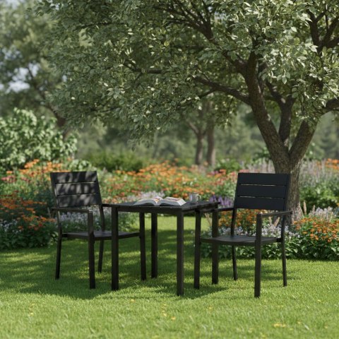 Zestaw 2 krzeseł ogrodowych na taras balkon stal HDPE czarne MultiGarden
