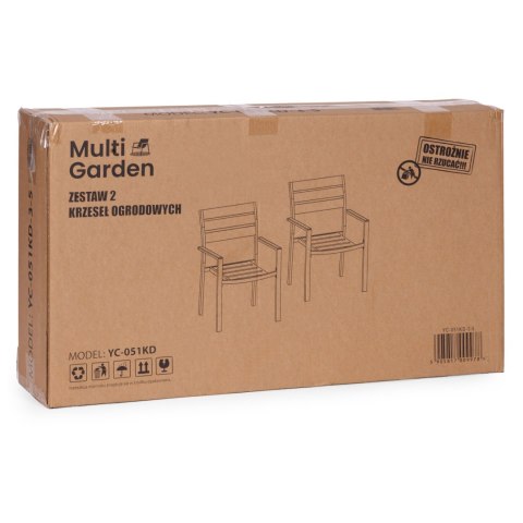 Zestaw 2 krzeseł ogrodowych na taras balkon stal HDPE czarne MultiGarden