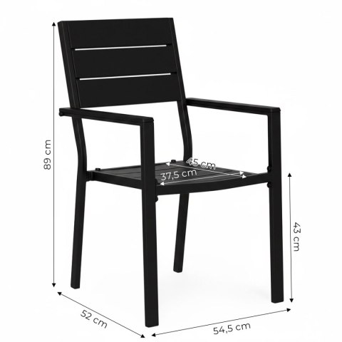 Zestaw 2 krzeseł ogrodowych na taras balkon stal HDPE czarne MultiGarden
