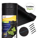 Agrowłóknina czarna agrotkanina UV 90g mata antychwastowa 1,1x50m kołki MulltiGarden