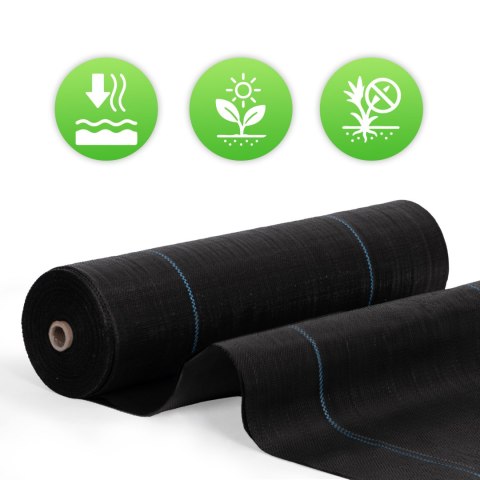 Agrowłóknina czarna agrotkanina UV 90g mata antychwastowa 1,6x50m kołki MulltiGarden