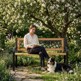 Drewniana ławka ogrodowa z ażurowym oparciem 118x52 cm parkowa MultiGarden