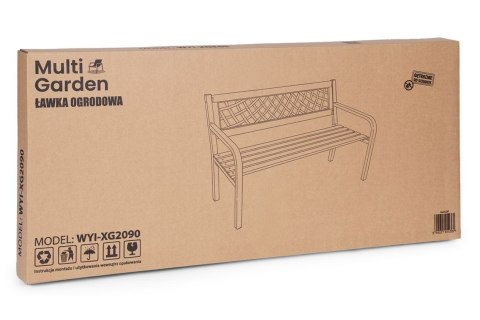 Drewniana ławka ogrodowa z ażurowym oparciem 118x52 cm parkowa MultiGarden