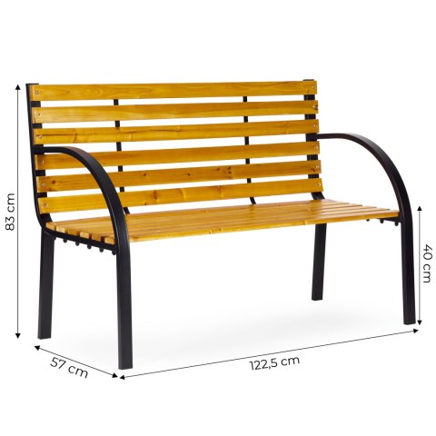 Drewniana ławka ogrodowa z oparciem 122x57 cm parkowa MultiGarden