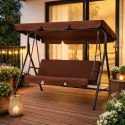 Huśtawka ogrodowa 3-osobowa bujana wolnostojąca stalowa brązowa MultiGarden