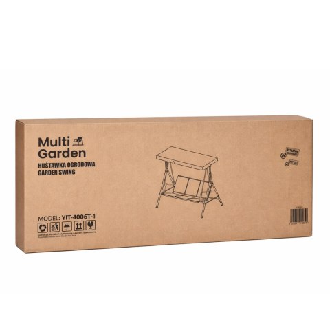 Huśtawka ogrodowa 3-osobowa bujana wolnostojąca stalowa czarna MultiGarden