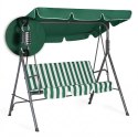 Huśtawka ogrodowa 3-osobowa bujana wolnostojąca stalowa w paski zielono-białe MultiGarden