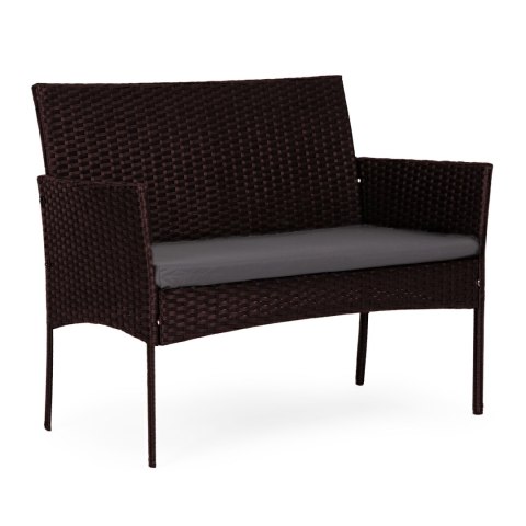 Komplet mebli ogrodowych z technorattanu ławka stolik krzesła ciemny brąz MultiGarden