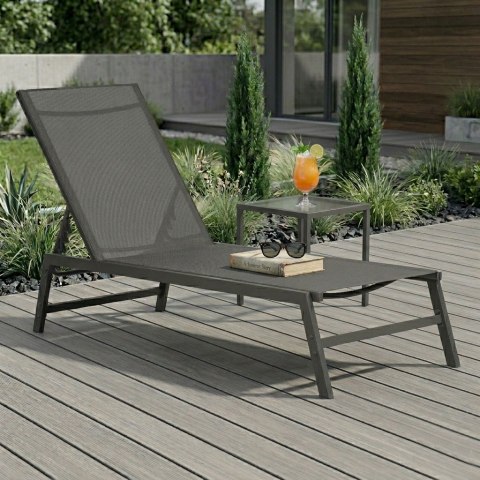 Leżak ogrodowy plażowy leżanka regulacja oparcia stalowa konstrukcja szary MultiGarden